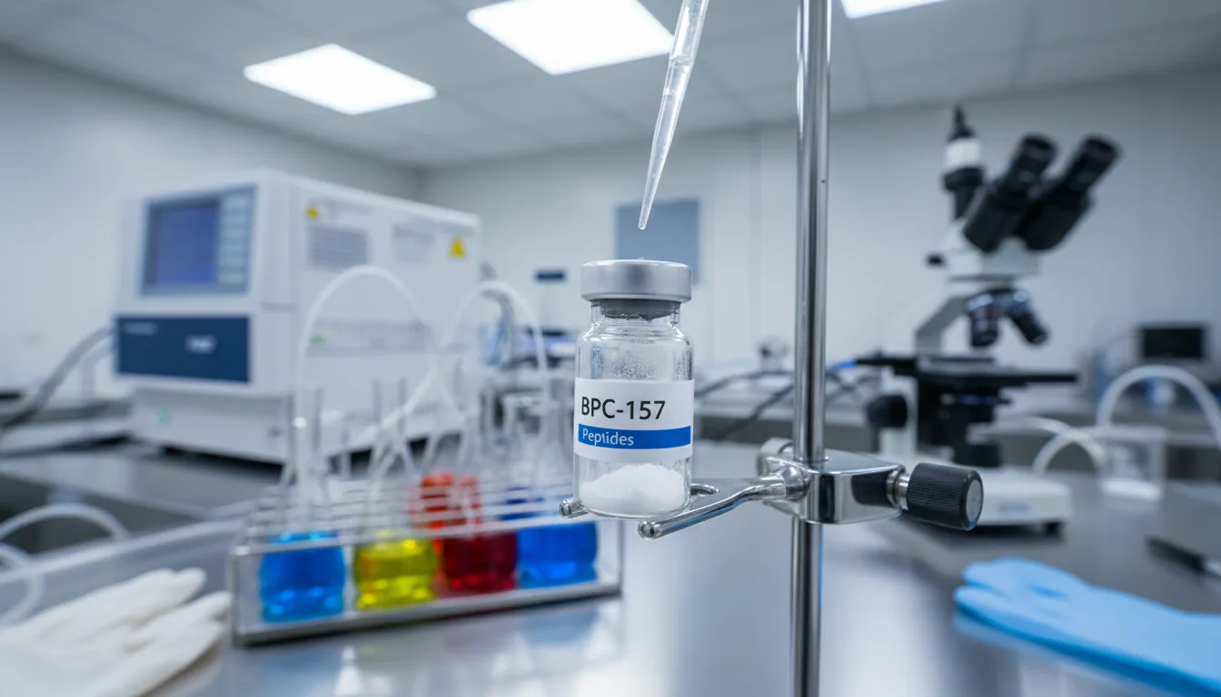 Lab workbench with coloured samples